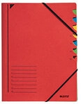 Leitz Ordnungsmappe DIN A4 Rot Karton Mit 7 F&auml;chern 24,5 x 32 cm 3907-RT