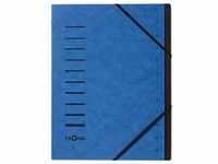 PAGNA Fächermappe DIN A4 Blanko Pappkarton 12 Fächer Blau 24,5 (B) x 0,5 (T) x 32