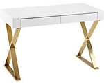 WOHNLING Schreibtisch WL6.314 Wei&szlig; Gold 118 x 76 x 57 cm 1273129