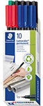 STAEDTLER Lumocolor OHP-Marker Fein Rundspitze Farbig sortiert Nachf&uuml;llbar 10...