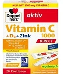 DOPPELHERZ Vitamin C 1000+D3+Zink DIRECT Pellets 20 St