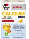 DOPPELHERZ Calcium 1000+D3+K2 system Kautabletten 60 St
