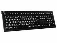 Logickeyboard XL-Print Kabelgebunden Tastatur Deutsch, QWERTZ Schwarz