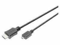 Digitus HDMI Adapterkabel HDMI-A Stecker, HDMI-Micro-D Stecker 2 m Schwarz
