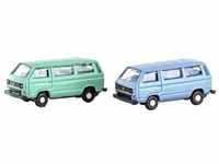 Minis by Lemke LC4347 N PKW Modell Volkswagen T3 2er Set Bus grün+blau...