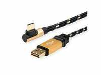 ROLINE GOLD USB 2.0 Kabel, USB A ST reversibel - USB C ST gewinkelt, 3 m 11.02.9062