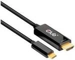 club3D HDMI / USB-C&reg; Anschlusskabel HDMI-A Stecker, USB-C&reg; Stecker 1.80 m Schwarz