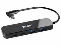 LINDY 43334 4 Port USB-C® (USB 3.2 Gen 2) Multiport Hub Schwarz