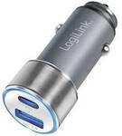 LogiLink Ladeger&auml;t USB Ladeger&auml;t 36 W 1x USB-A, 1x USB-C&reg; USB PD Silber KFZ USB