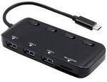 ROLINE USB 3.2 Gen 1 Hub, 3fach, Typ C Anschlusskabel, mit CardReader, Ports einzeln