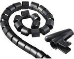 hama 00220997 Flexibler Spiral-Kabelschlauch, universal, 30 mm, 1,5 m, Schwarz