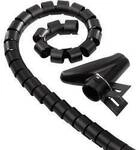 hama 00220998 Flexibler Spiral-Kabelschlauch, universal, 25 mm, 2 m, Schwarz