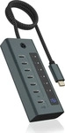 ICY BOX 61064, ICY BOX 61064 USB-Hub 7 Port 10 GBit/s Blau, Grau
