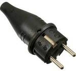AS Schwabe 60412 Schutzkontaktstecker Vollgummi 230 V Schwarz IP44