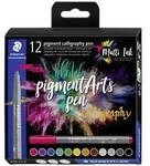 Staedtler Fasermaler pigment calligraphy pen 375 C12 farbig sortiert 2 mm 12 St.