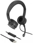DELOCK 27180, Delock 27180 On Ear Headset kabelgebunden Schwarz Headset Telefon