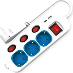 ROLINE 19.07.2345, ROLINE 3-fach Steckdosenleiste mit Schalter, USB-Charger A+C, 3 m