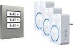 m-e modern-electronics 100168 Funkklingel Komplett-Set beleuchtet, klangaktiv, mit