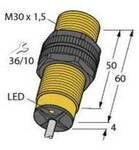 Turck Induktiver Sensor nicht b&uuml;ndig PNP, Wechsler NI15-S30-VP4X/S97 1514110