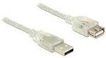 Delock USB-Kabel USB 2.0 USB-A Stecker, USB-A Buchse 2.00 m Transparent 83883
