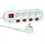 ROLINE 4-fach Steckdosenleiste mit Schalter, UTE Version, USB-Charger A+C, 3 m