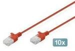 Digitus DK-1618-050S-R-10 RJ45 Patchkabel CAT 6 U/UTP 5 m Rot 10 St.