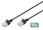 Digitus DK-1618-050S-BL-10 RJ45 Patchkabel CAT 6 U/UTP 5 m Schwarz 10 St.