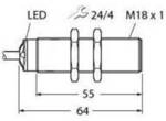 Turck 100002166 Ultraschall-Reflexionsschranke RU50L-S18-AN8X M18 NPN, Schlie&szlig;er 1