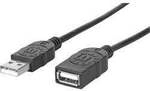 Manhattan USB-Kabel USB 2.0 USB-A Stecker, USB-A Buchse 1.00 m Schwarz Folienschirm,
