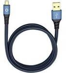 Oehlbach USB-Kabel USB 2.0 USB-A Stecker, USB-Micro-B Stecker 0.50 m Blau vergoldete