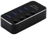 ROLINE USB 3.2 Gen 1 Notebook Hub, 4 Ports, einzeln schaltbar, schwarz 14.02.5056