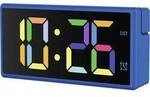 hama 00222209 Digitaler Wecker Ibiza, Multicolor-Display, mit USB-Ladefunktion, Blau