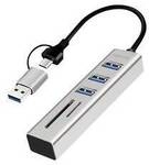 LogiLink UA0445 USB-Hub 3 Port USB-A, SDHC, microSDHC USB 3.0 5 GBit/s Aluminium