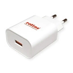 ROLINE 19.11.1061, ROLINE USB Charger mit Euro-Stecker, 1 Port, QC3.0, 18W Wei&szlig;