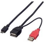 ROLINE USB 2.0 Y-Kabel, 2x Typ A (ST / BU) - Micro B ST, 1m 19.08.1009