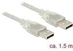 Delock USB-Kabel USB 2.0 USB-A Stecker, USB-A Stecker 1.50 m Transparent mit