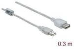 Delock USB-Kabel USB 2.0 USB-A Stecker, USB-A Buchse 0.30 m Transparent doppelt