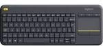 Logitech K400+ Funk Tastatur Schweiz, QWERTZ Schwarz Integriertes Touchpad,