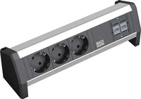 BACHMANN 339.1004, Bachmann 339.1004 Steckdosenleiste ohne Schalter 3fach Aluminium,