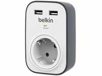 Belkin BSV103vf Überspannungsschutz-Zwischenstecker mit USB Weiß, Grau