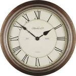 Techno Line WT 7006 Quarz Wanduhr 36 cm x 70 mm Holz Badezimmer-/Feuchtraum geeignet