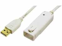 LogiLink USB-Kabel USB 2.0 USB-A Stecker, USB-A Buchse 12.00 m Weiß vergoldete