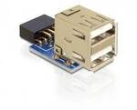 Delock USB 2.0 Adapter [2x USB 2.0 Buchse A - 1x Mainboard-Stecker 9pol.] 41825 0 mm