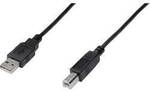 Digitus USB-Kabel USB 2.0 USB-A Stecker, USB-B Stecker 3.00 m Schwarz Rund, doppelt