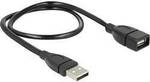 Delock USB-Kabel USB 2.0 USB-A Stecker, USB-A Buchse 0.50 m Schwarz flexibles