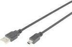 Digitus USB-Kabel USB 2.0 USB-A Stecker, USB-Mini-B Stecker 1.00 m Schwarz mit