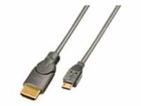 LINDY HDMI Anschlusskabel USB-Micro-B Stecker, HDMI-A Stecker 2.00 m Grau 41567