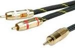 ROLINE GOLD Audio-Verbindungskabel 3,5mm Stereo - 2x Cinch, ST/ST, 5 m 11.09.4276