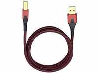 Oehlbach USB-Kabel USB 2.0 USB-A Stecker, USB-B Stecker 7.50 m Rot/Schwarz vergoldete