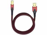 Oehlbach USB-Kabel USB 2.0 USB-A Stecker, USB-B Stecker 3.00 m Rot/Schwarz vergoldete